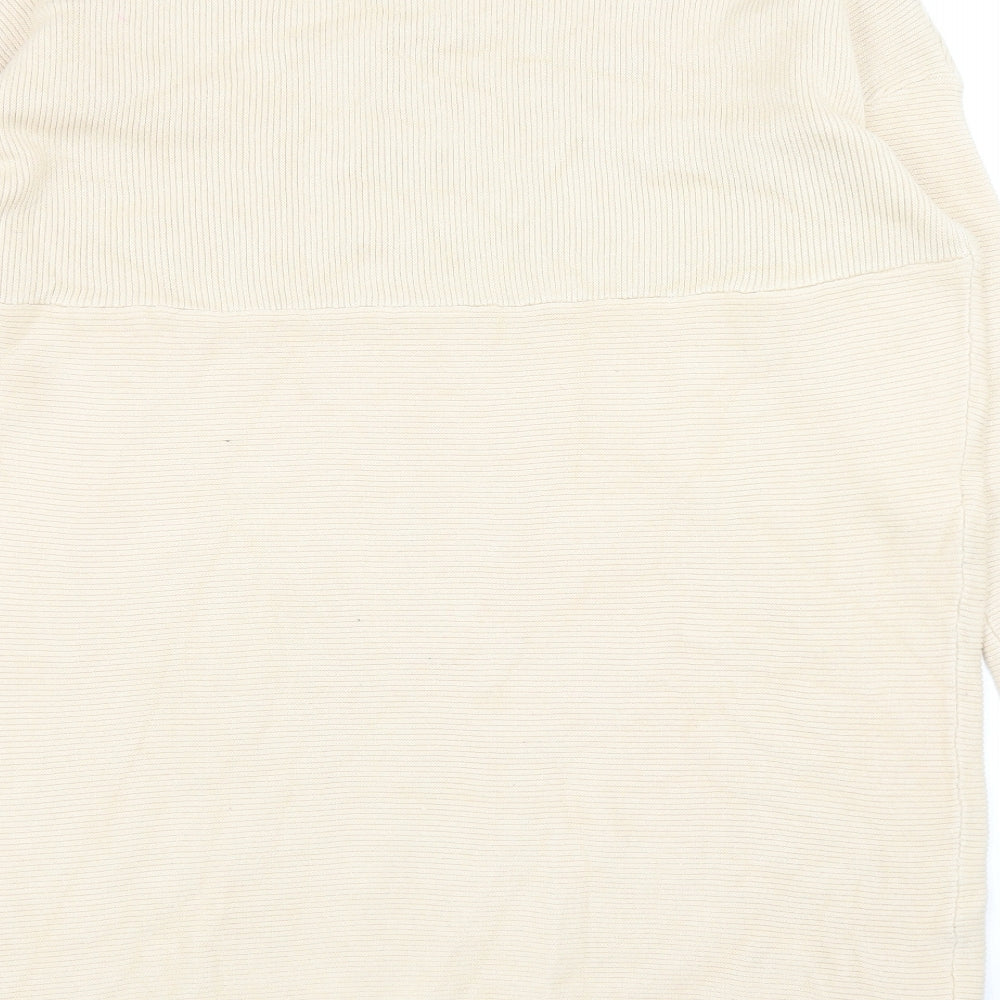 Preworn Womens Beige Mock Neck Viscose Pullover Jumper Size L - Ribbed