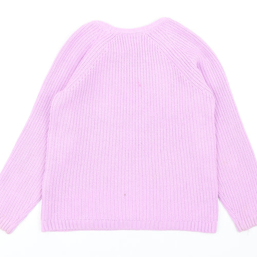 LC Waikiki Girls Purple Round Neck Acrylic Pullover Jumper Size 10-11 Years Pullover - Fluffy Front