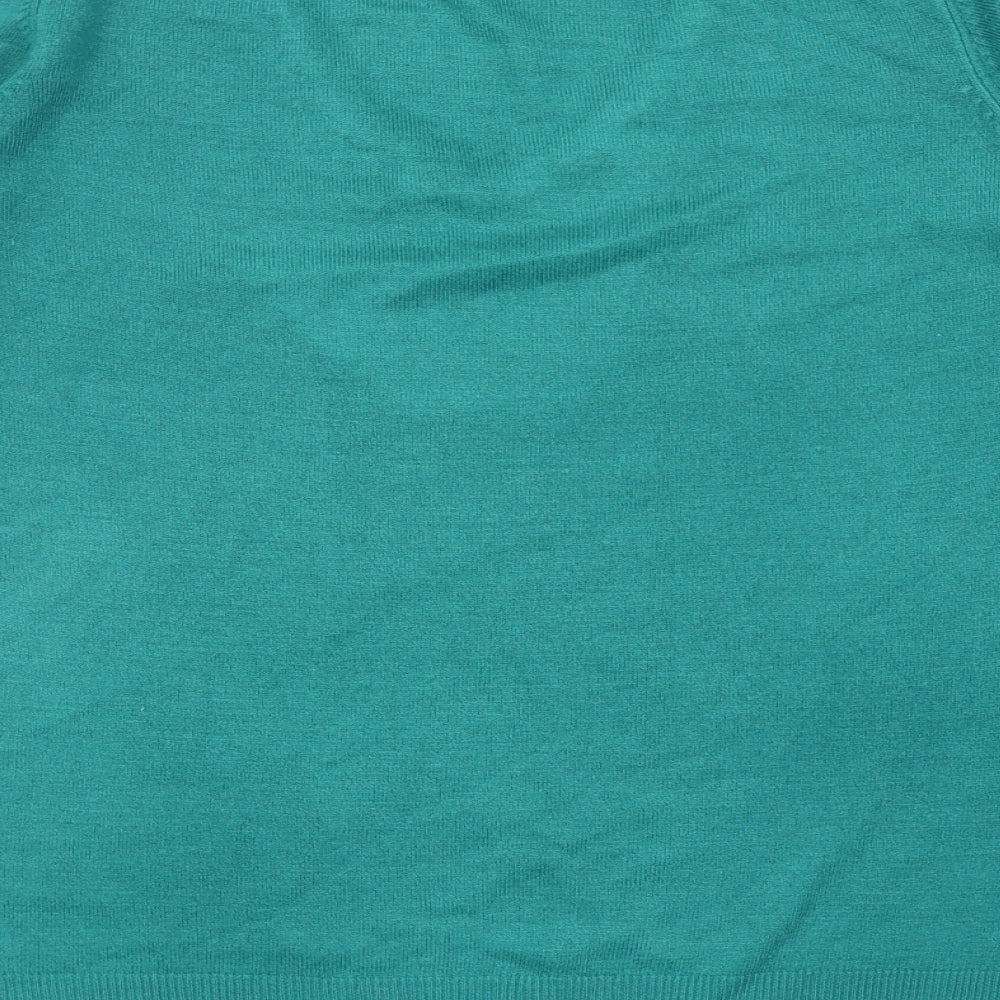 Marks and Spencer Womens Green V-Neck Acrylic Pullover Jumper Size 18