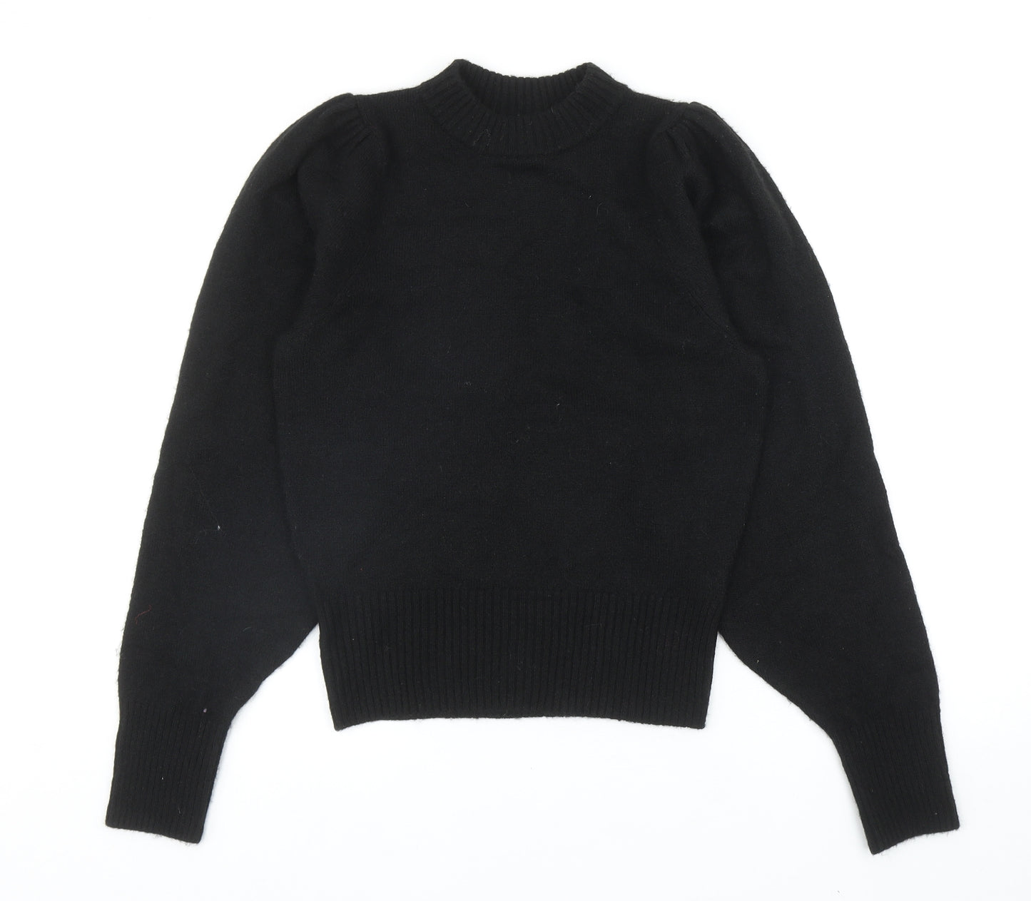 Preworn Womens Black Mock Neck Acrylic Pullover Jumper Size XS