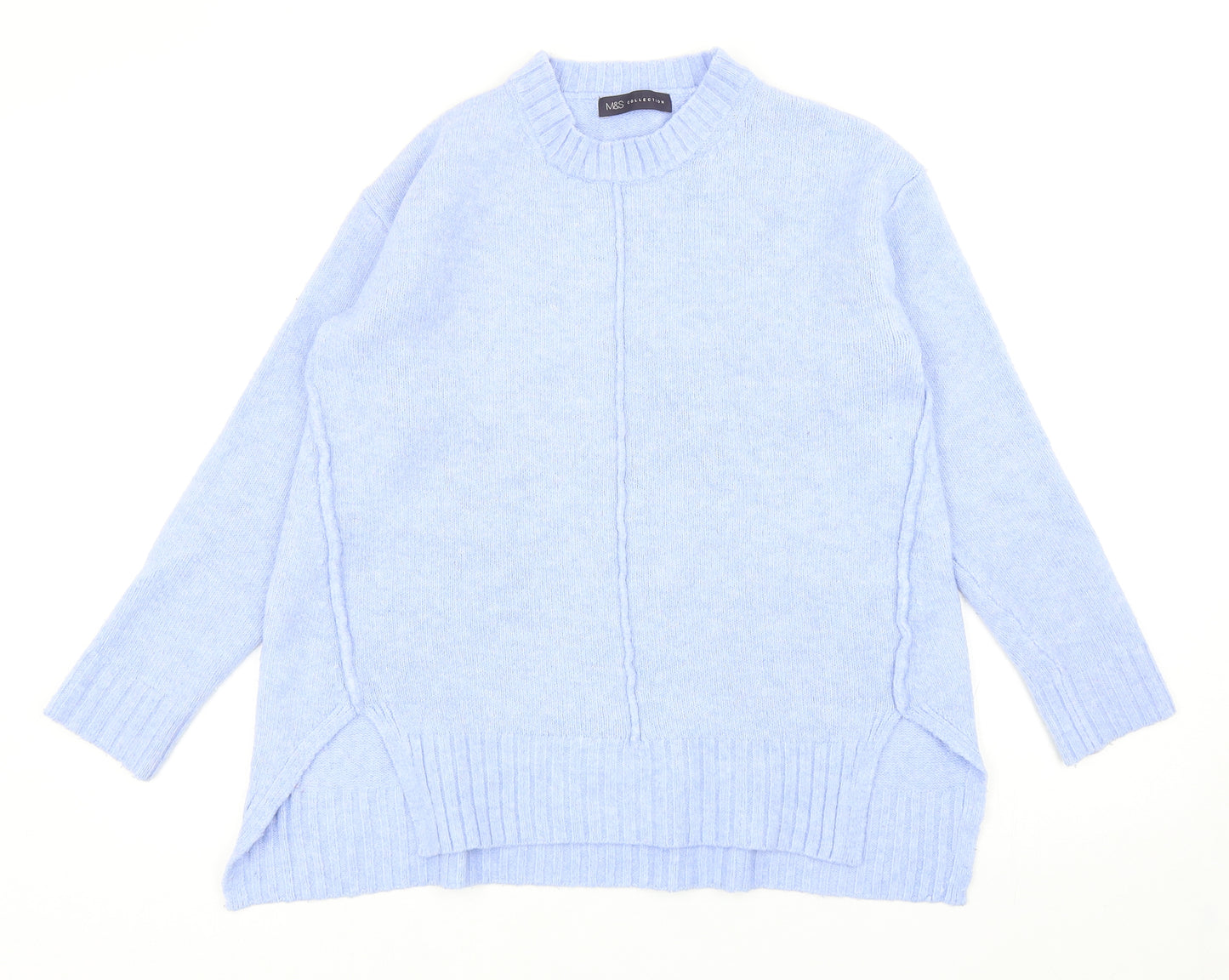Marks and Spencer Womens Blue Mock Neck Acrylic Pullover Jumper Size S