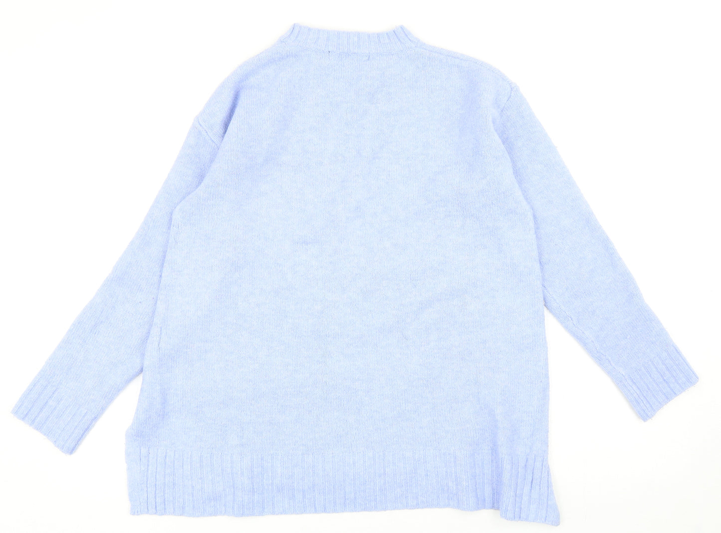 Marks and Spencer Womens Blue Mock Neck Acrylic Pullover Jumper Size S