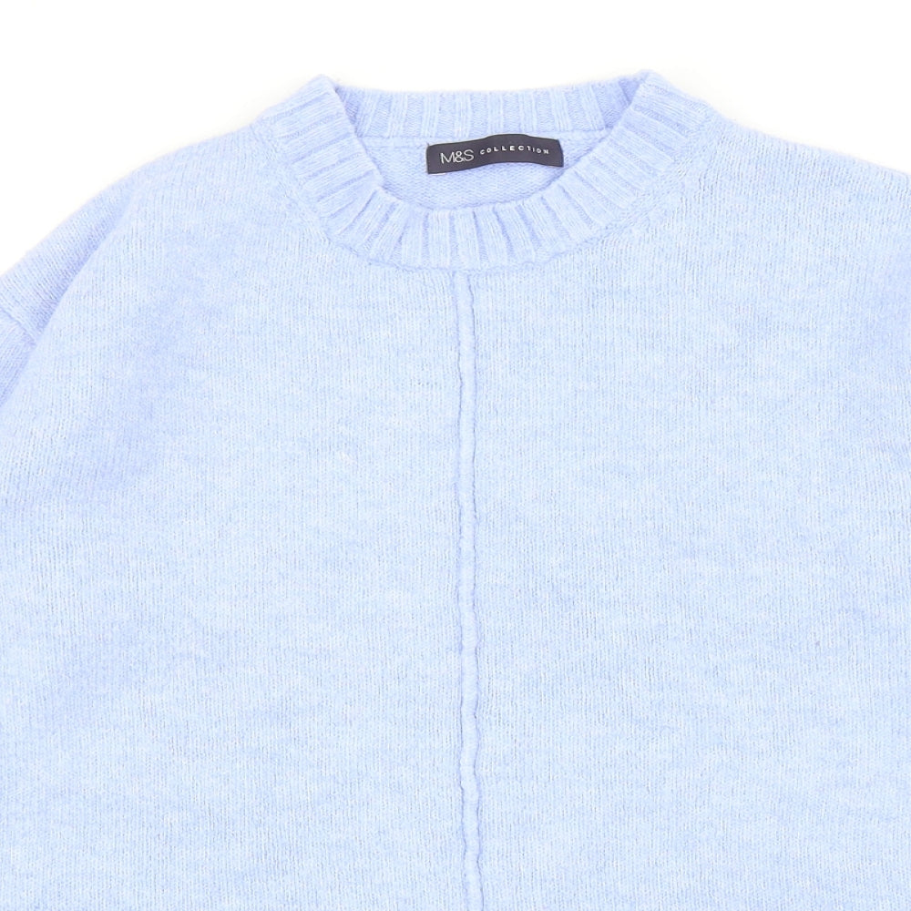 Marks and Spencer Womens Blue Mock Neck Acrylic Pullover Jumper Size S
