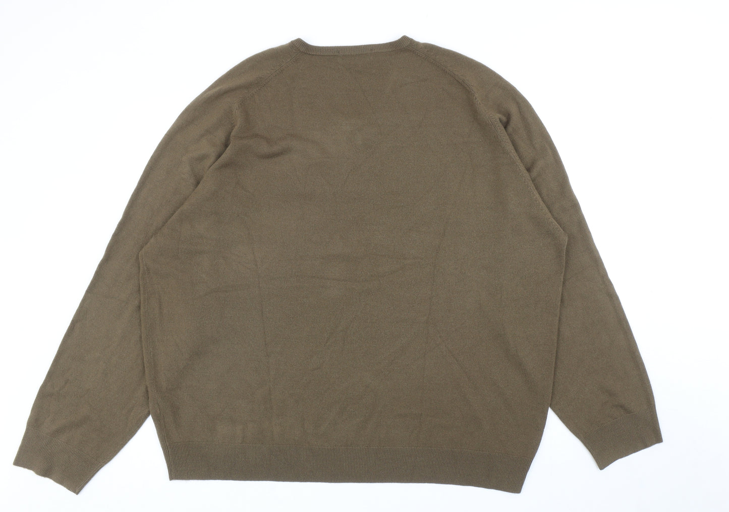 Marks and Spencer Mens Green V-Neck Acrylic Pullover Jumper Size 3XL