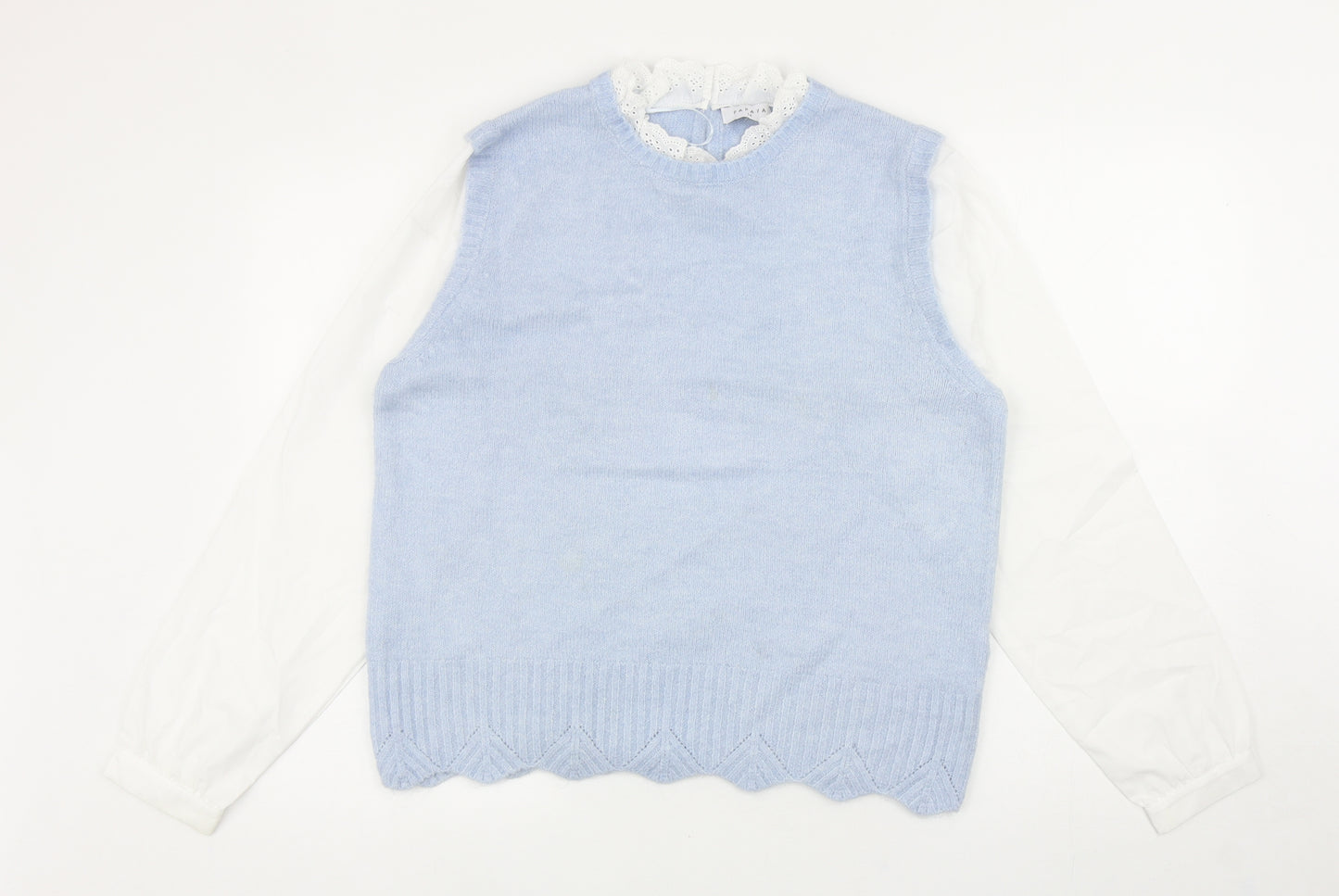 Papaya Womens Blue Mock Neck Acrylic Pullover Jumper Size 14