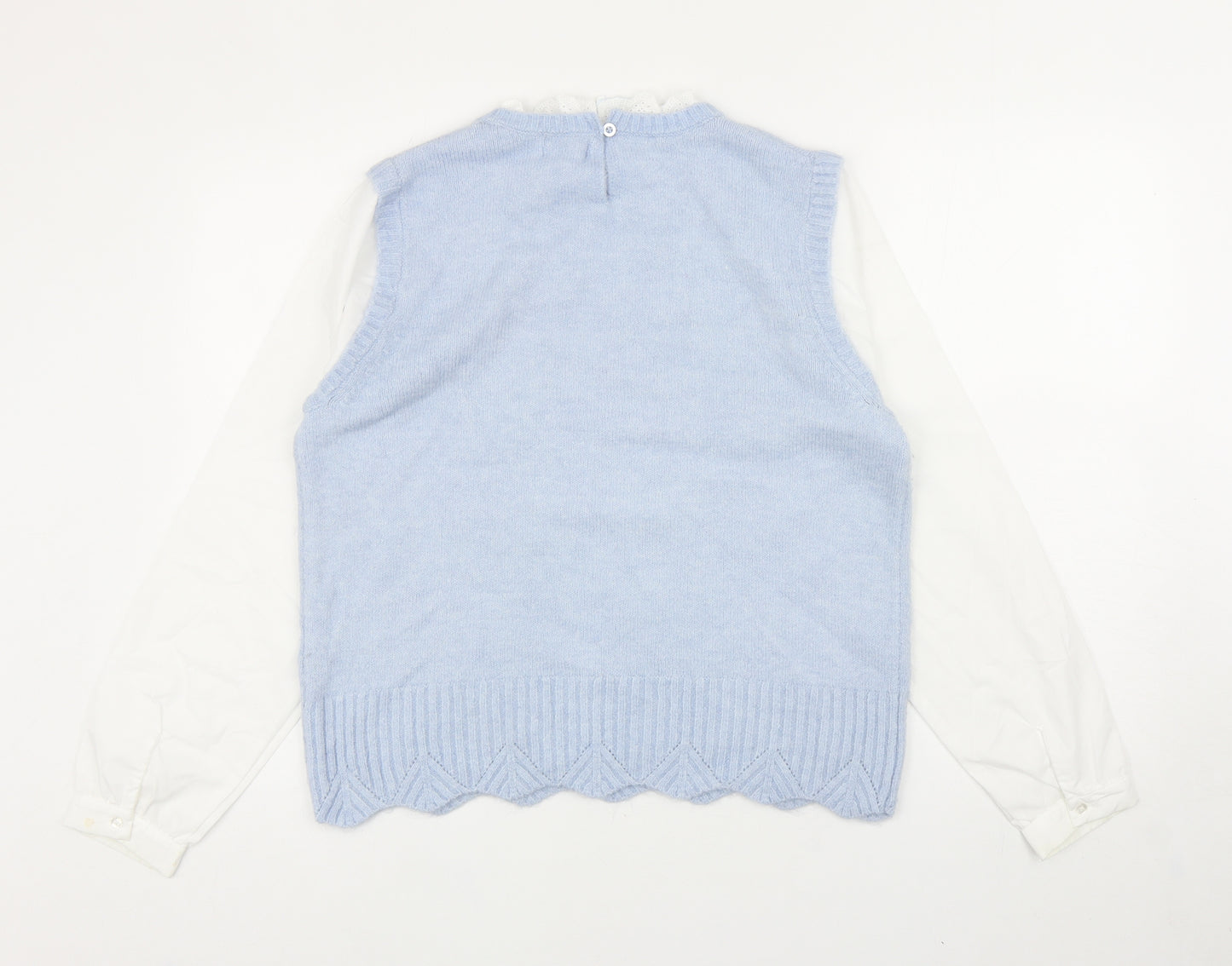 Papaya Womens Blue Mock Neck Acrylic Pullover Jumper Size 14