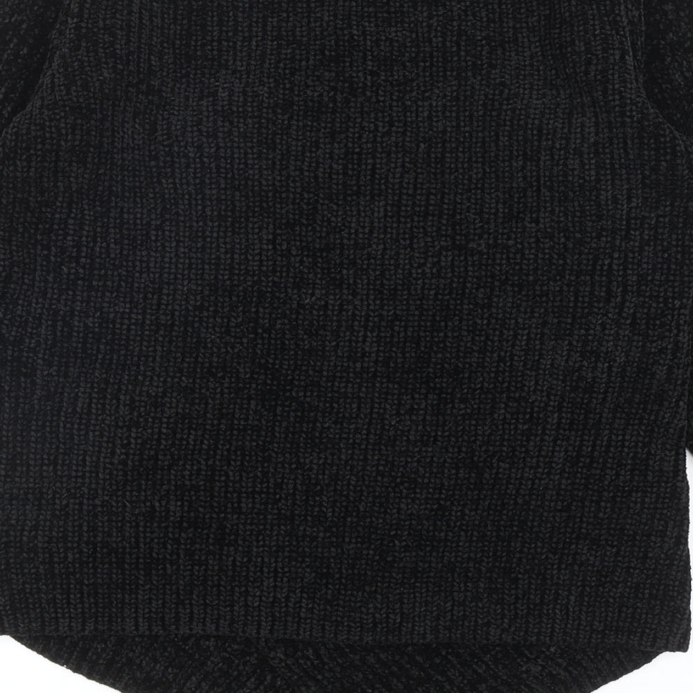 TU Womens Black V-Neck Polyester Pullover Jumper Size 10
