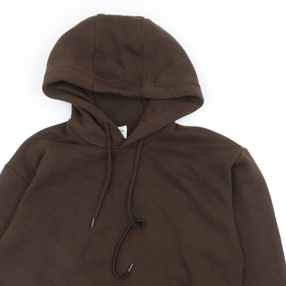 Zara Womens Brown Cotton Pullover Hoodie Size M Pullover