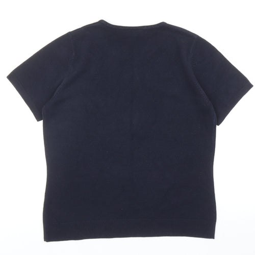BHS Womens Blue Round Neck Acrylic Pullover Jumper Size 12