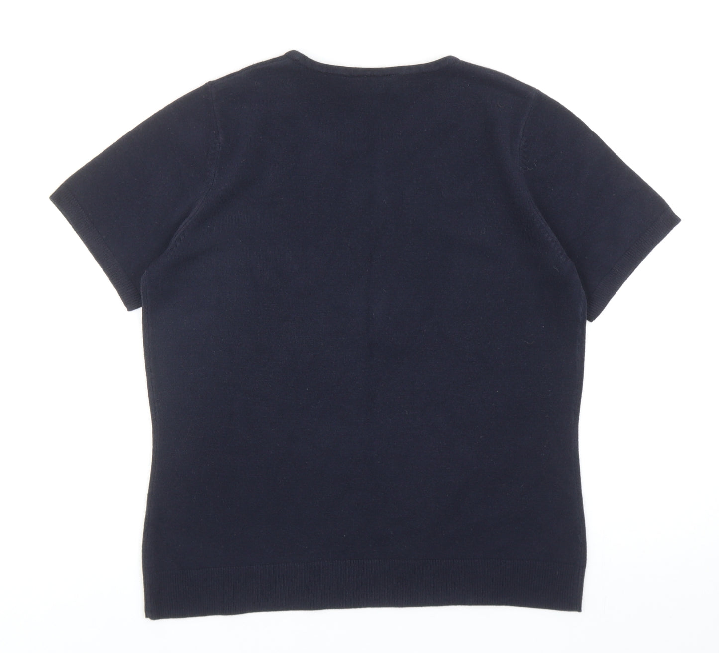 BHS Womens Blue Round Neck Acrylic Pullover Jumper Size 12