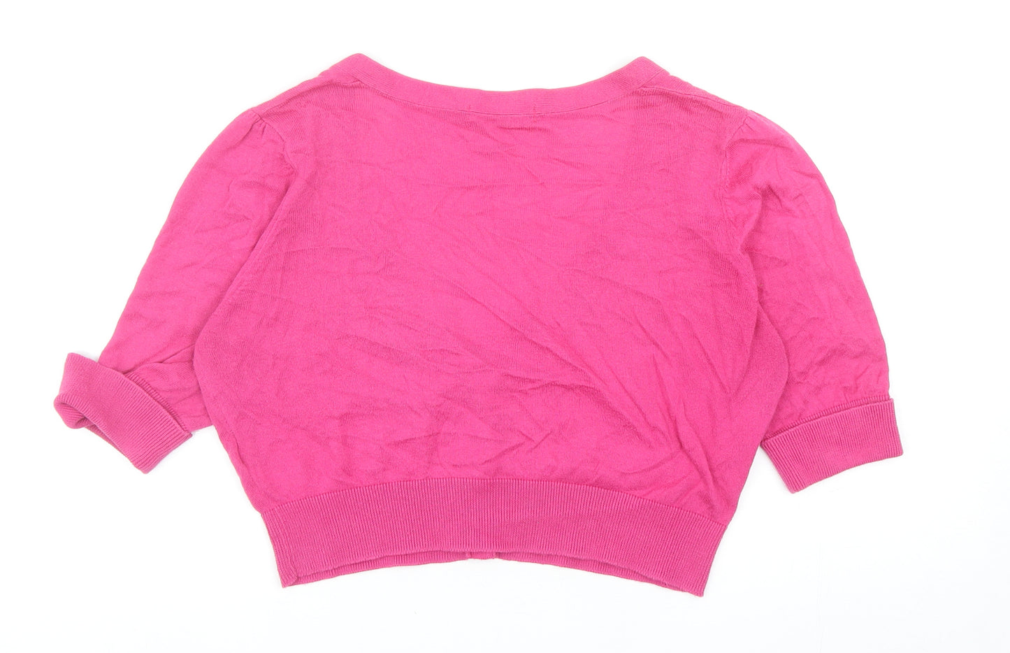 Marks and Spencer Womens Pink V-Neck Cotton Shrug Jumper Size 12