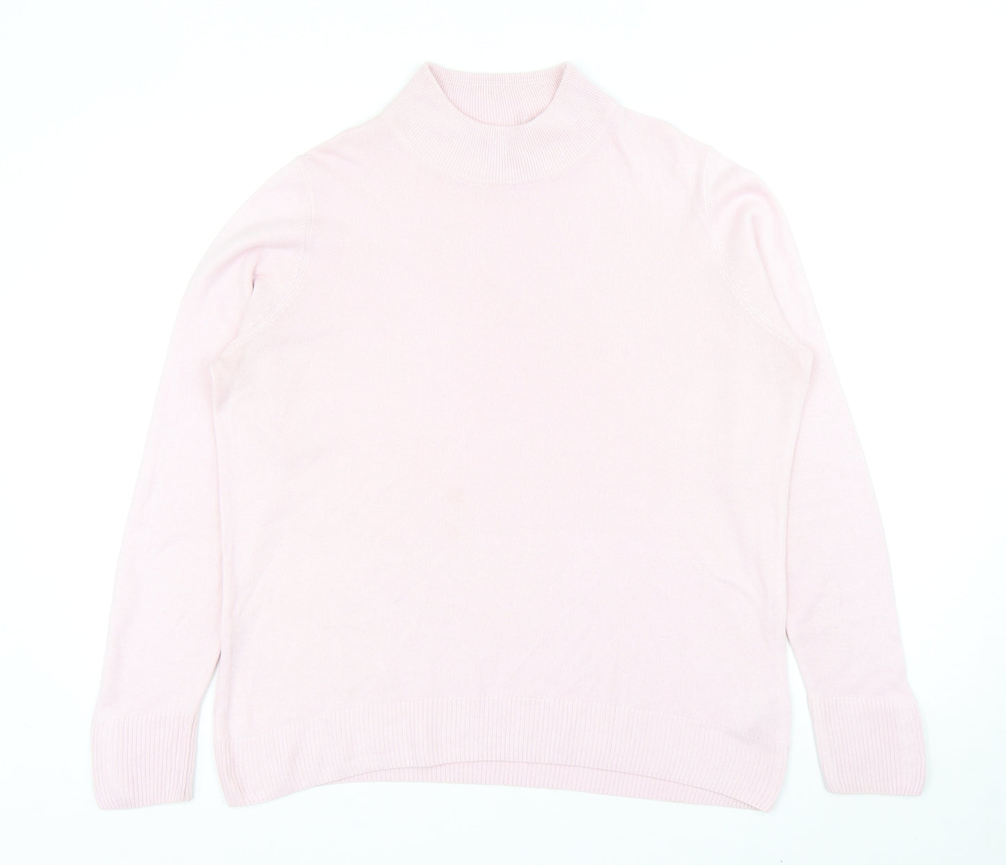 Marks and Spencer Womens Pink Mock Neck Acrylic Pullover Jumper Size 16