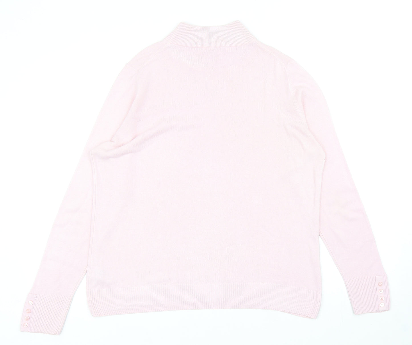 Marks and Spencer Womens Pink Mock Neck Acrylic Pullover Jumper Size 16