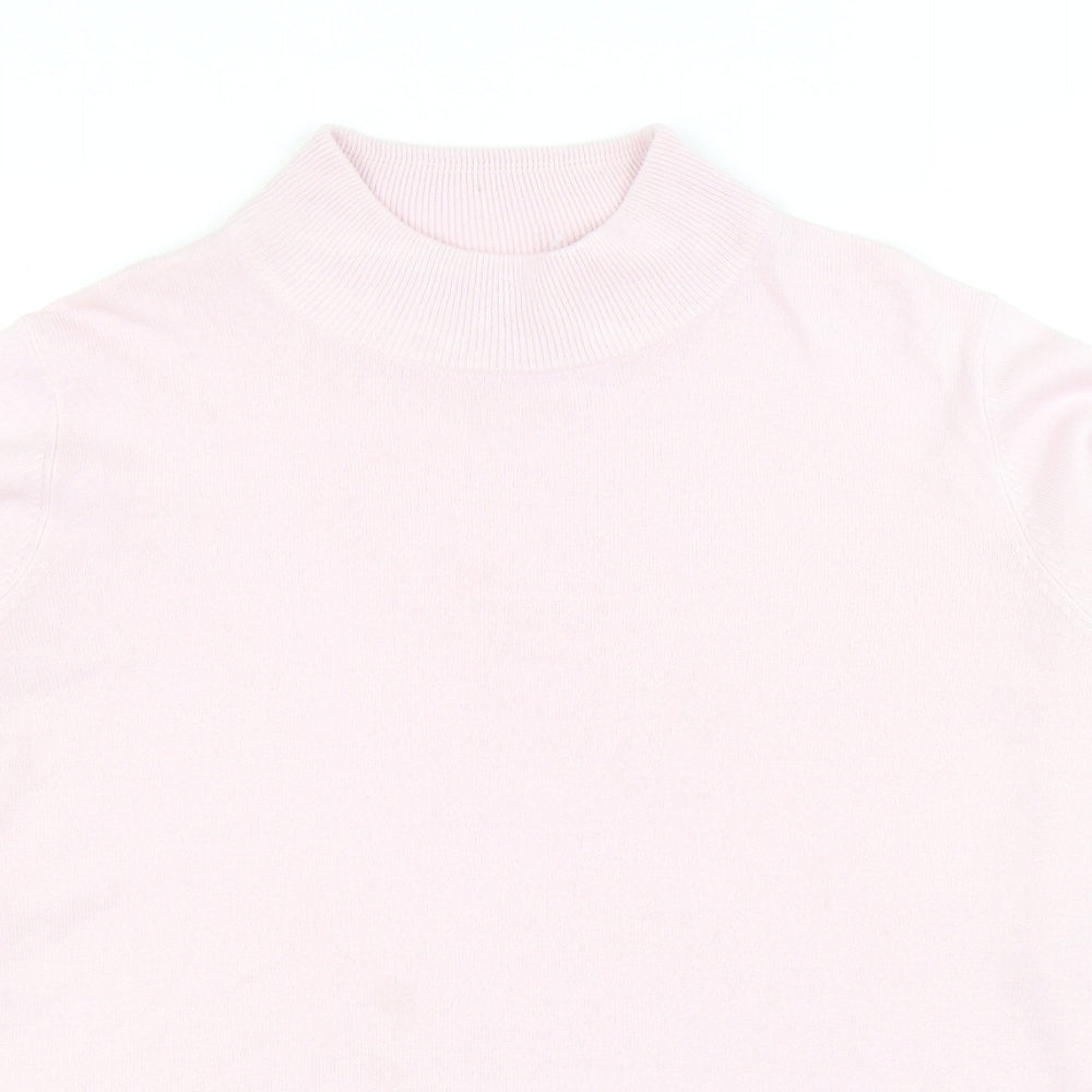 Marks and Spencer Womens Pink Mock Neck Acrylic Pullover Jumper Size 16