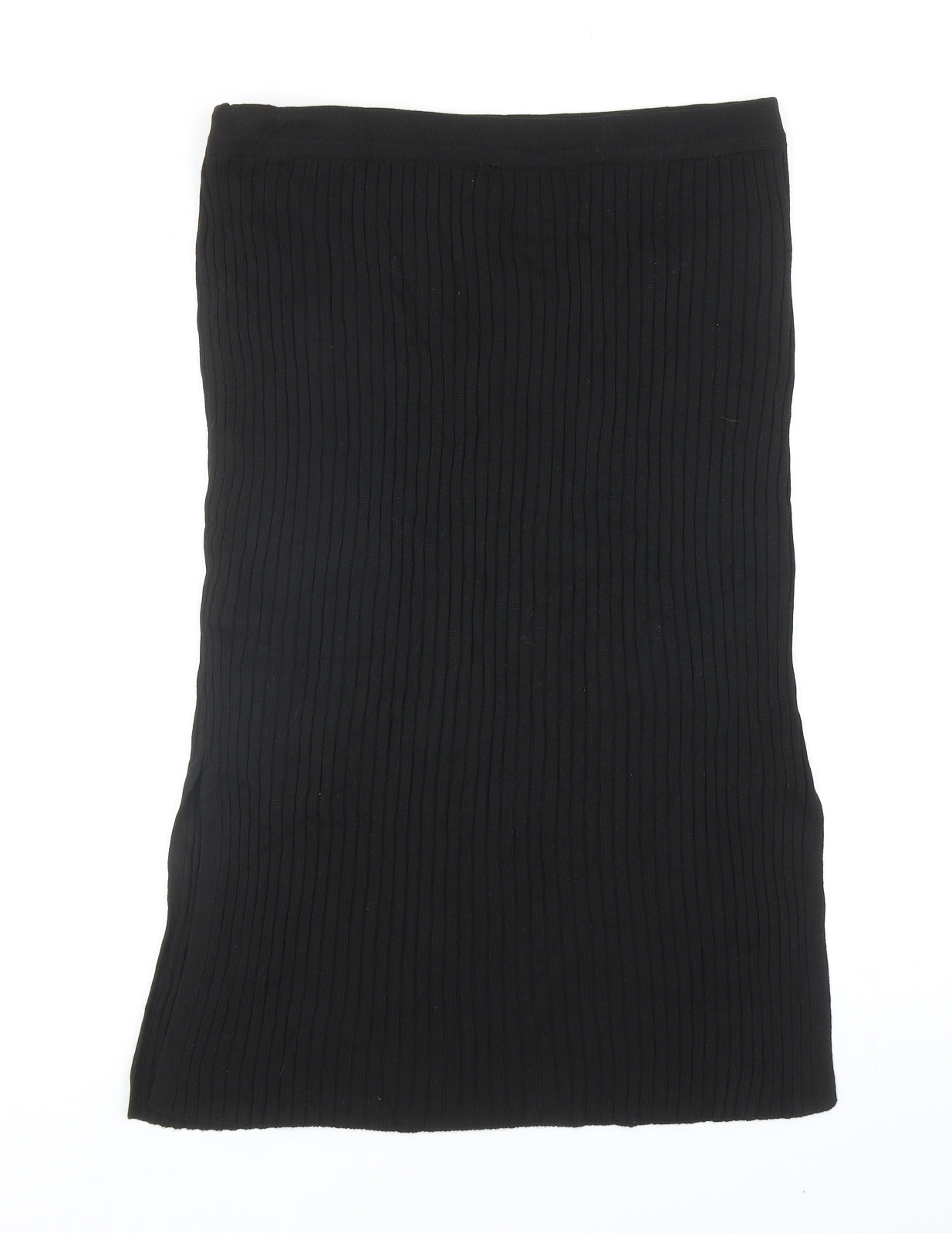 Primark Womens Black Viscose Straight & Pencil Skirt Size L - Ribbed