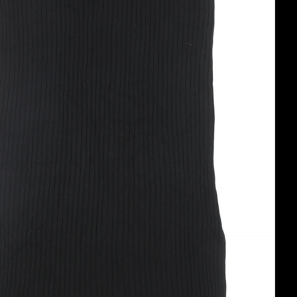 Primark Womens Black Viscose Straight & Pencil Skirt Size L - Ribbed