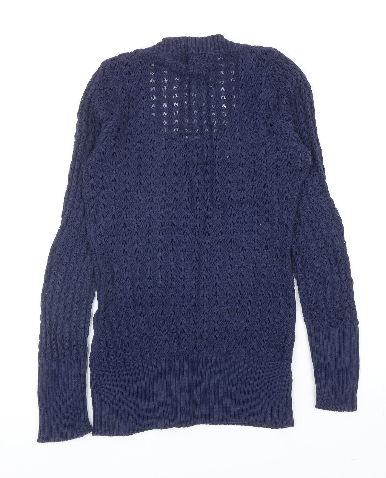 GUESS Womens Blue Scoop Neck Cotton Pullover Jumper Size M