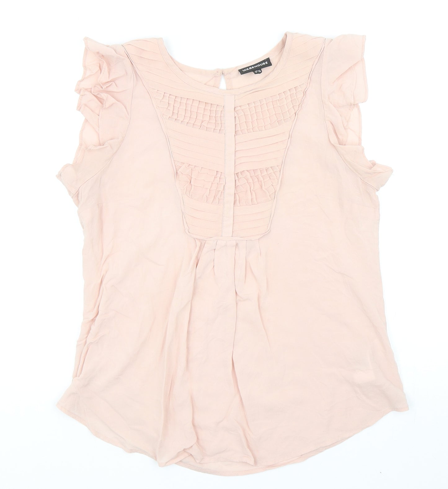 Warehouse Womens Pink Viscose Basic Blouse Size 14 Scoop Neck