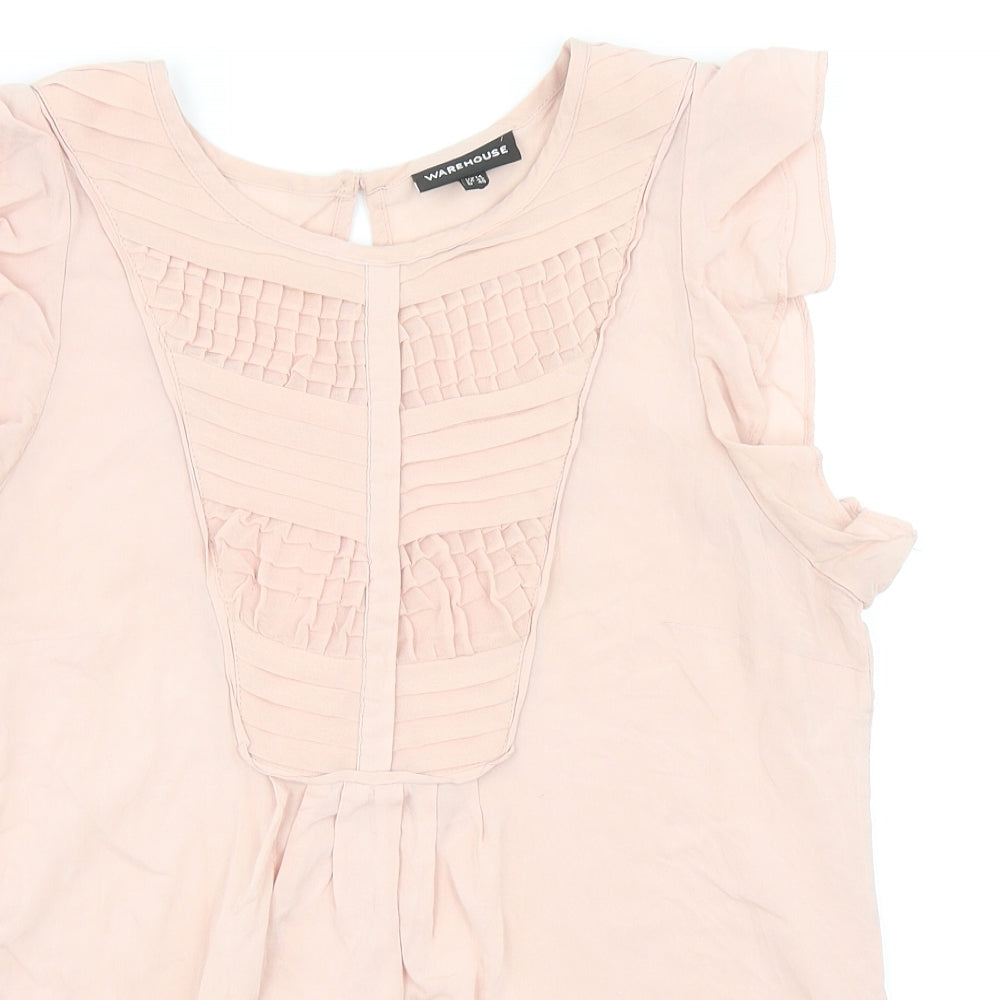 Warehouse Womens Pink Viscose Basic Blouse Size 14 Scoop Neck