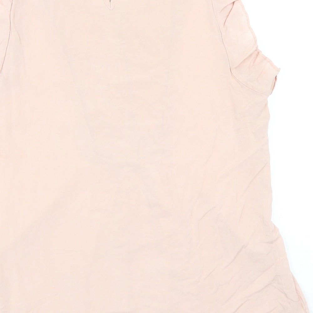 Warehouse Womens Pink Viscose Basic Blouse Size 14 Scoop Neck
