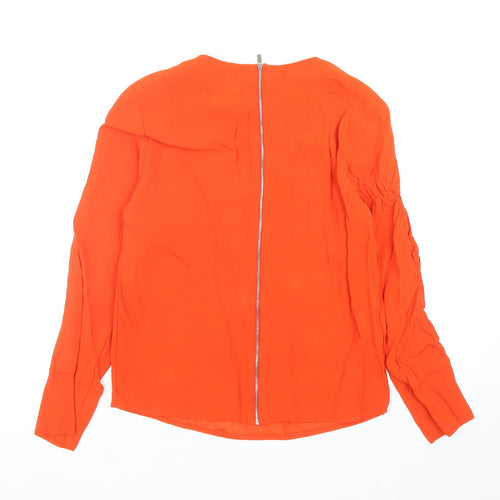 Zara Womens Orange Viscose Basic Blouse Size XS Round Neck