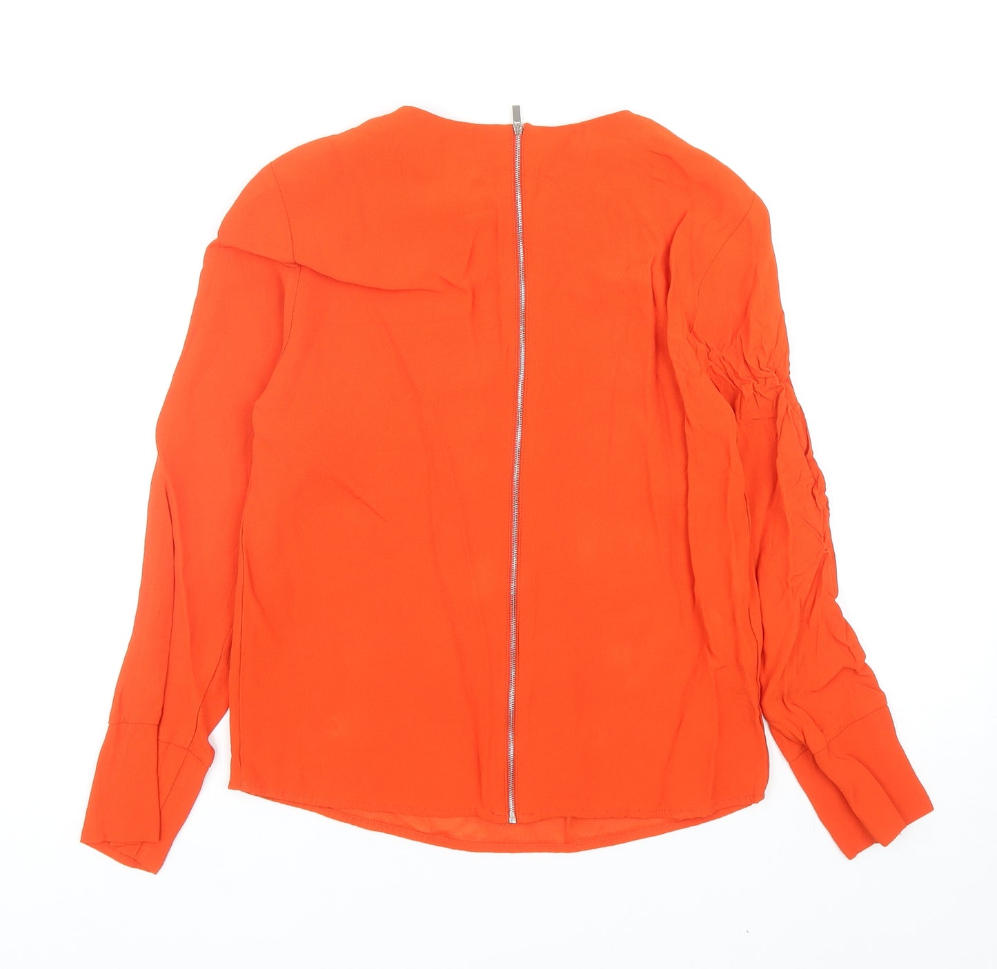 Zara Womens Orange Viscose Basic Blouse Size XS Round Neck