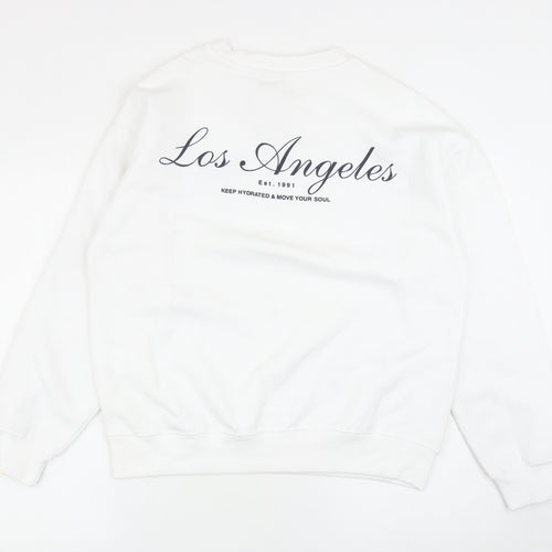 Pull&Bear Womens White Cotton Pullover Sweatshirt Size 2XS Pullover - Los Angeles