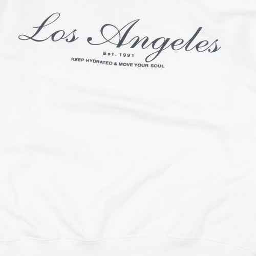 Pull&Bear Womens White Cotton Pullover Sweatshirt Size 2XS Pullover - Los Angeles