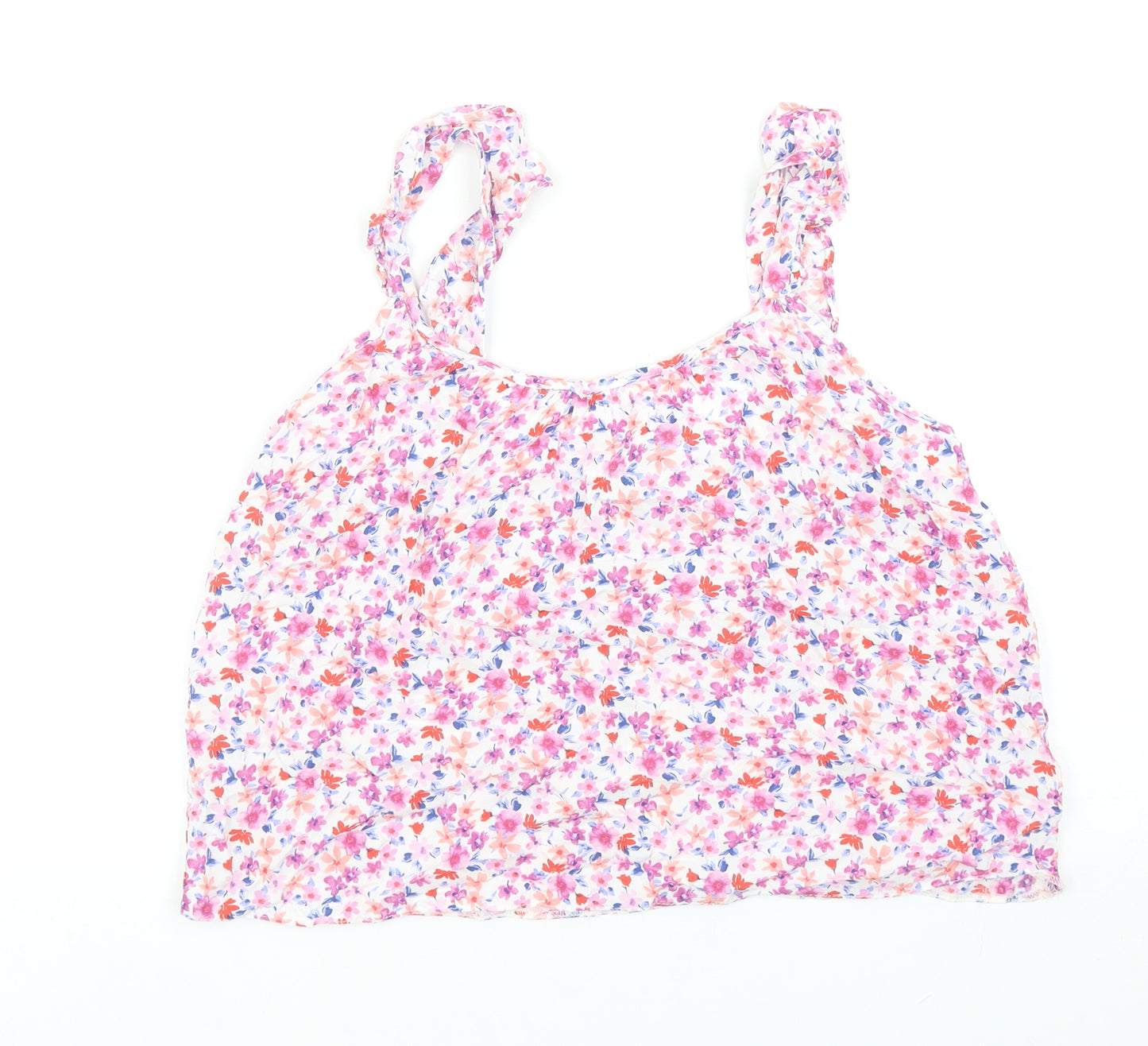 George Womens Multicoloured Floral Viscose Cropped Tank Size 10 Scoop Neck