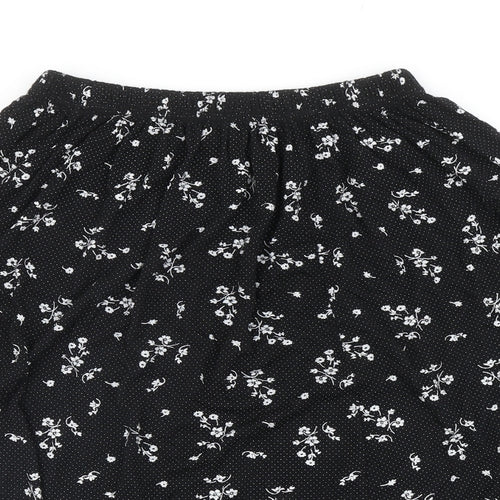 Preworn Womens Black Floral Viscose Swing Skirt Size 2XL