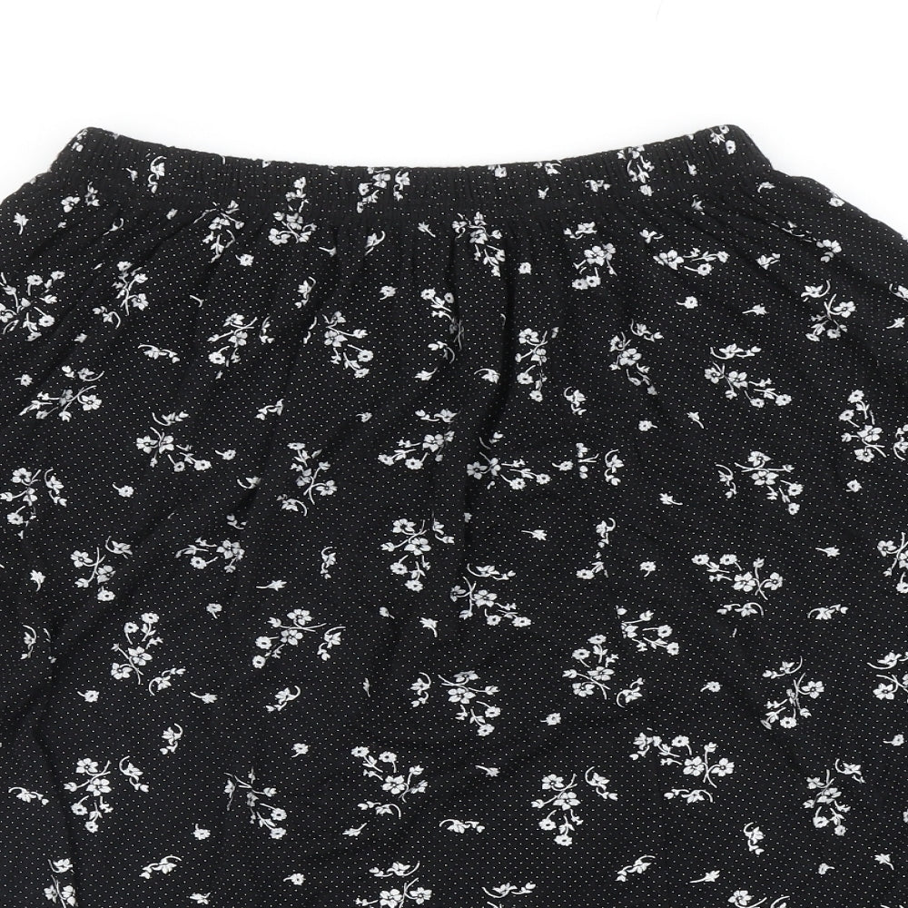 Preworn Womens Black Floral Viscose Swing Skirt Size 2XL