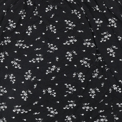 Preworn Womens Black Floral Viscose Swing Skirt Size 2XL
