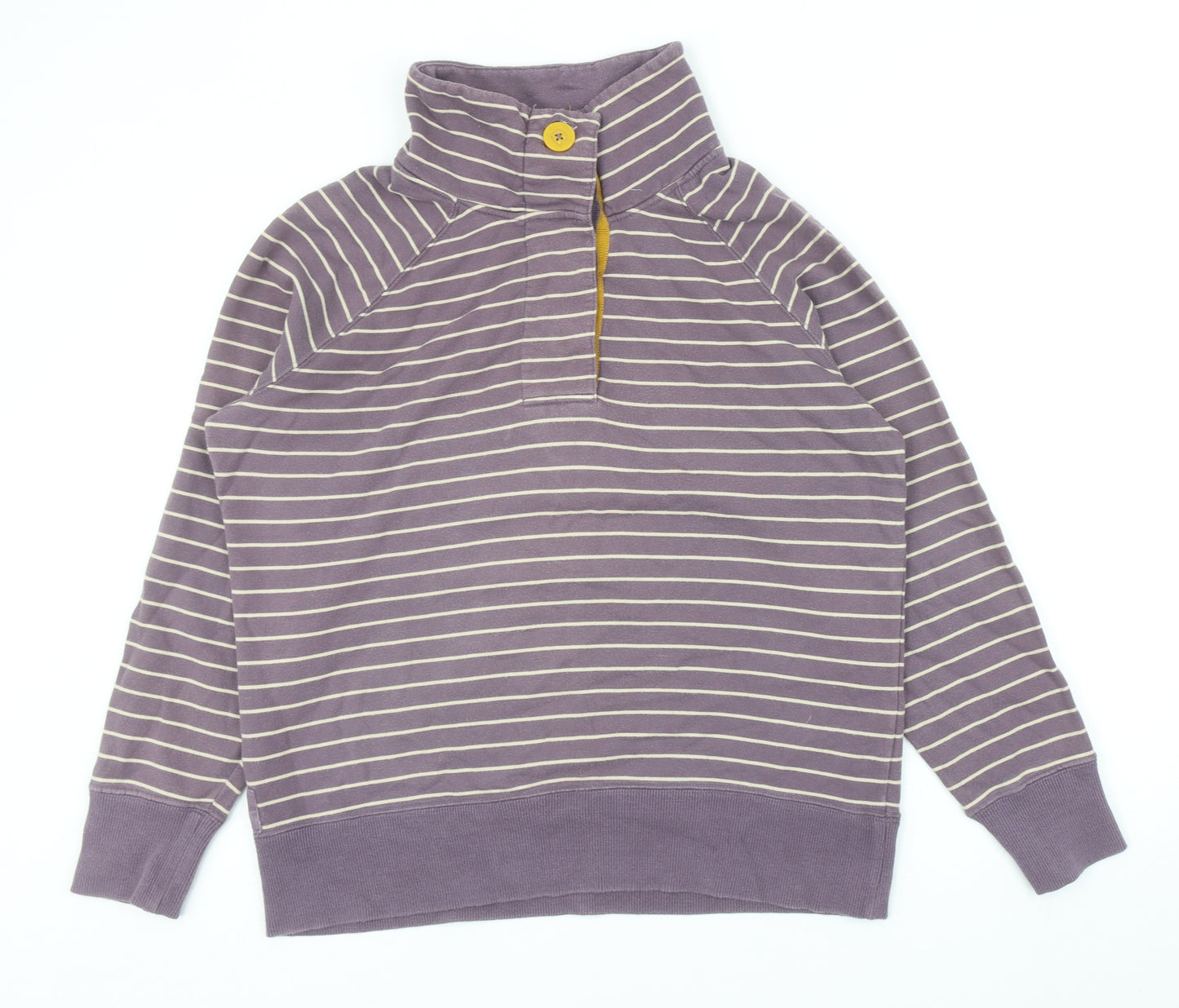 Joules Womens Purple Striped Cotton Pullover Sweatshirt Size 16 Button