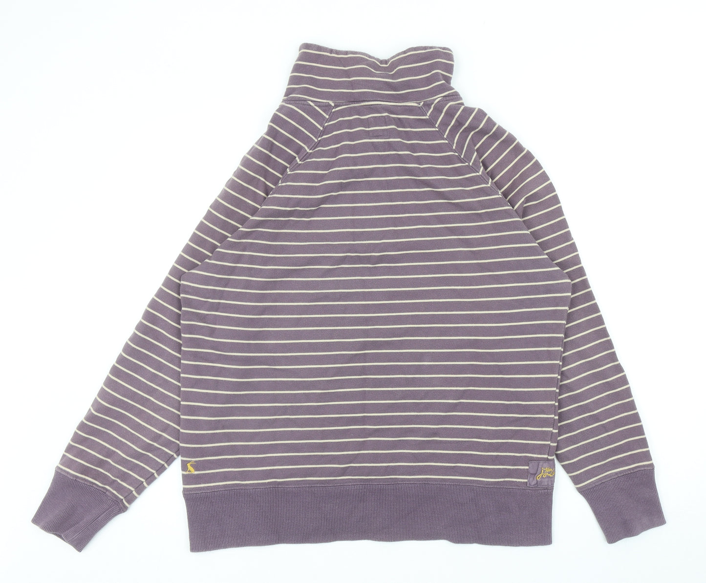 Joules Womens Purple Striped Cotton Pullover Sweatshirt Size 16 Button