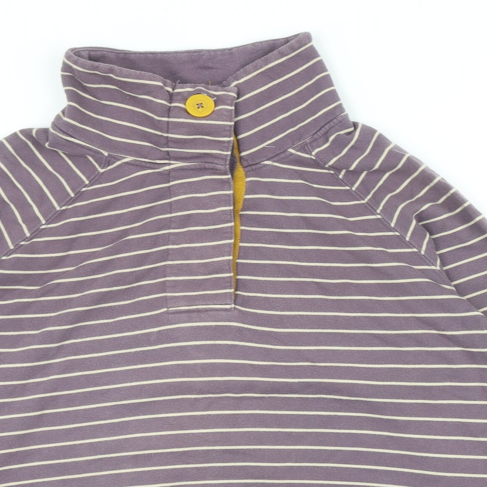 Joules Womens Purple Striped Cotton Pullover Sweatshirt Size 16 Button