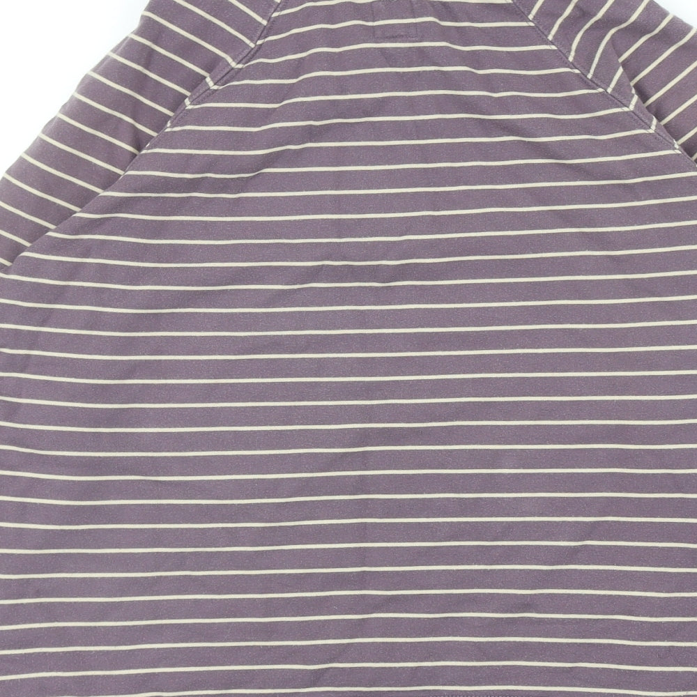 Joules Womens Purple Striped Cotton Pullover Sweatshirt Size 16 Button