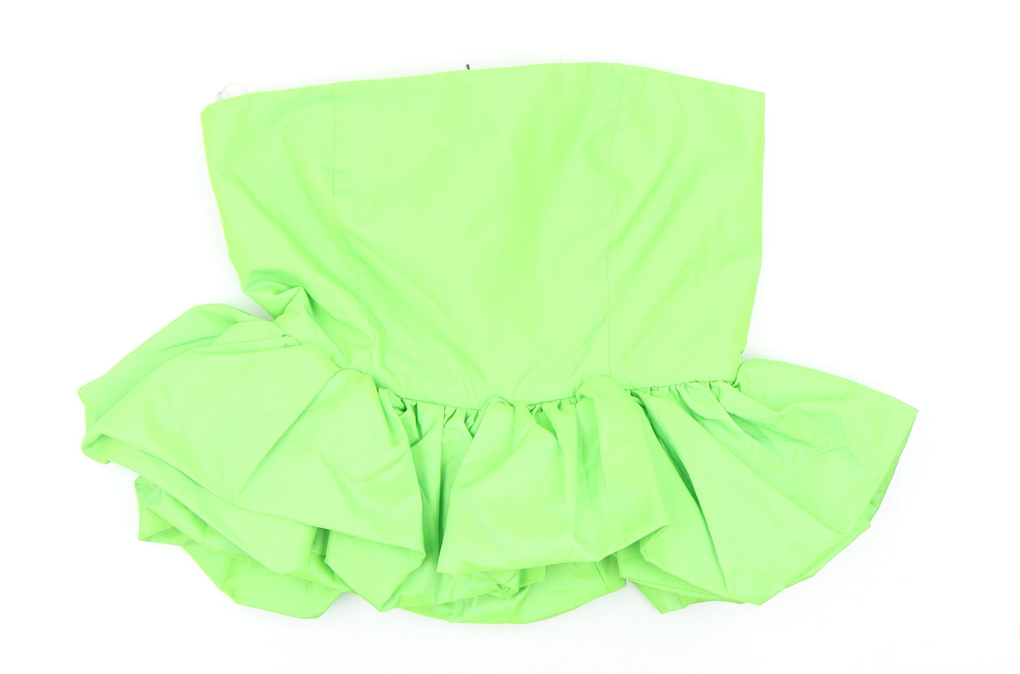 Zara Womens Green Polyester Cropped Blouse Size S Off the Shoulder - Bandeau Layered