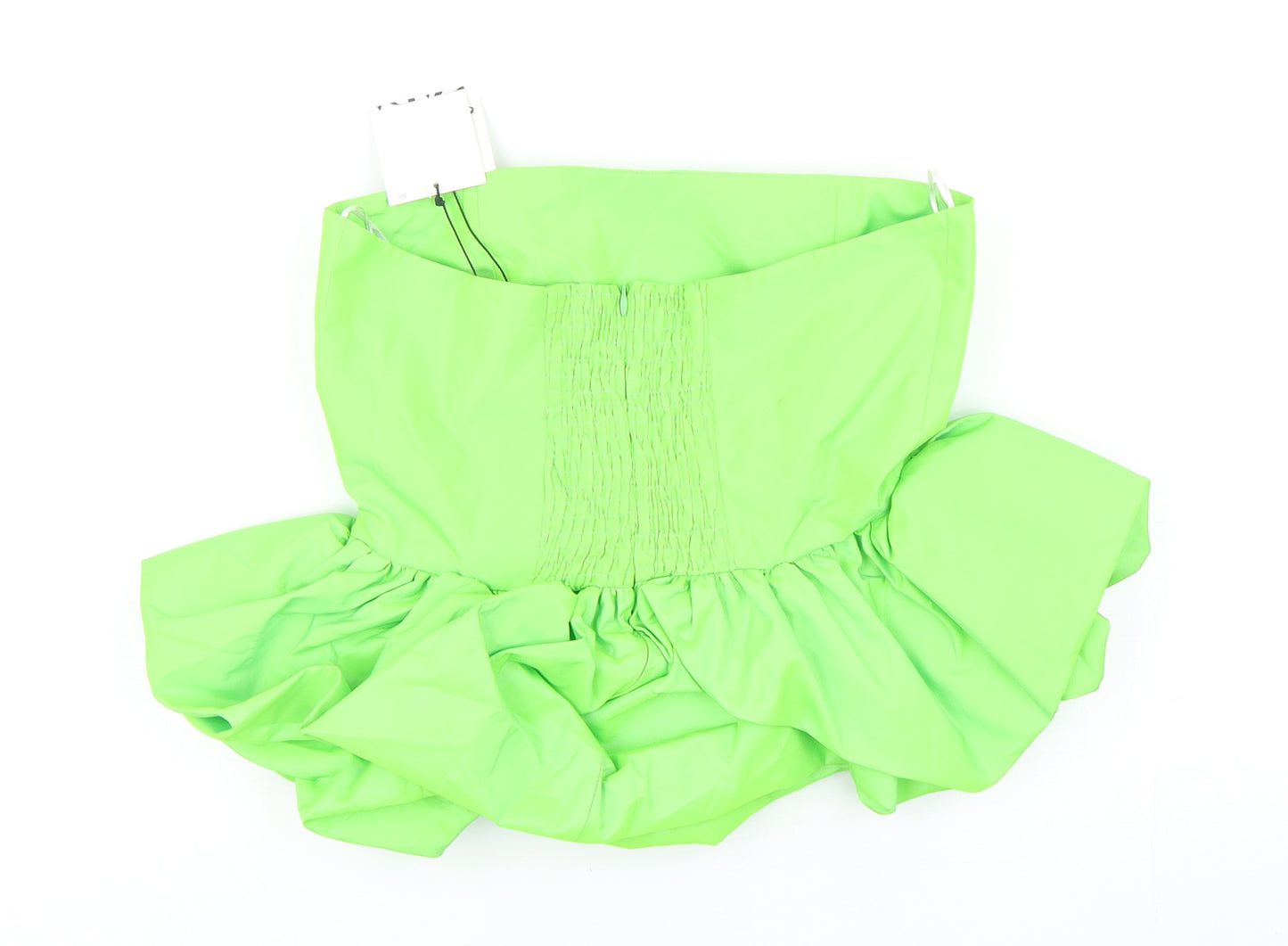 Zara Womens Green Polyester Cropped Blouse Size S Off the Shoulder - Bandeau Layered