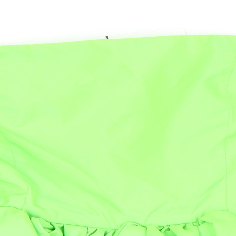 Zara Womens Green Polyester Cropped Blouse Size S Off the Shoulder - Bandeau Layered