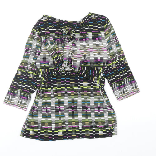 Wallis Womens Multicoloured Geometric Viscose Basic Blouse Size 12 V-Neck