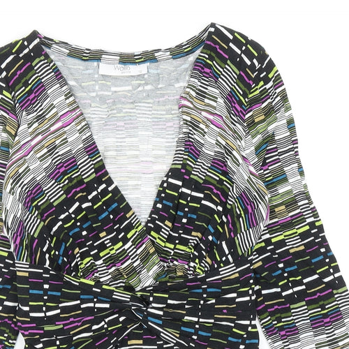 Wallis Womens Multicoloured Geometric Viscose Basic Blouse Size 12 V-Neck