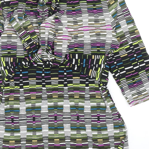 Wallis Womens Multicoloured Geometric Viscose Basic Blouse Size 12 V-Neck