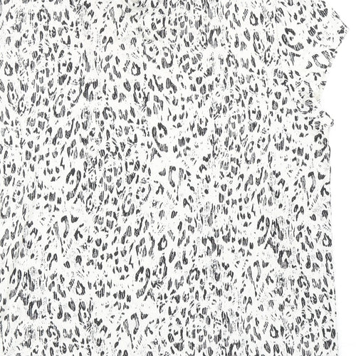 Atmosphere Womens White Animal Print Viscose Basic Blouse Size 12 Collared - Leopard Print