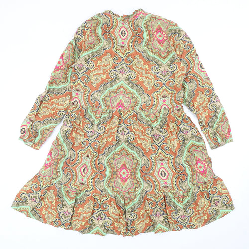 Only Womens Multicoloured Geometric Viscose Fit & Flare Size 8 V-Neck Pullover