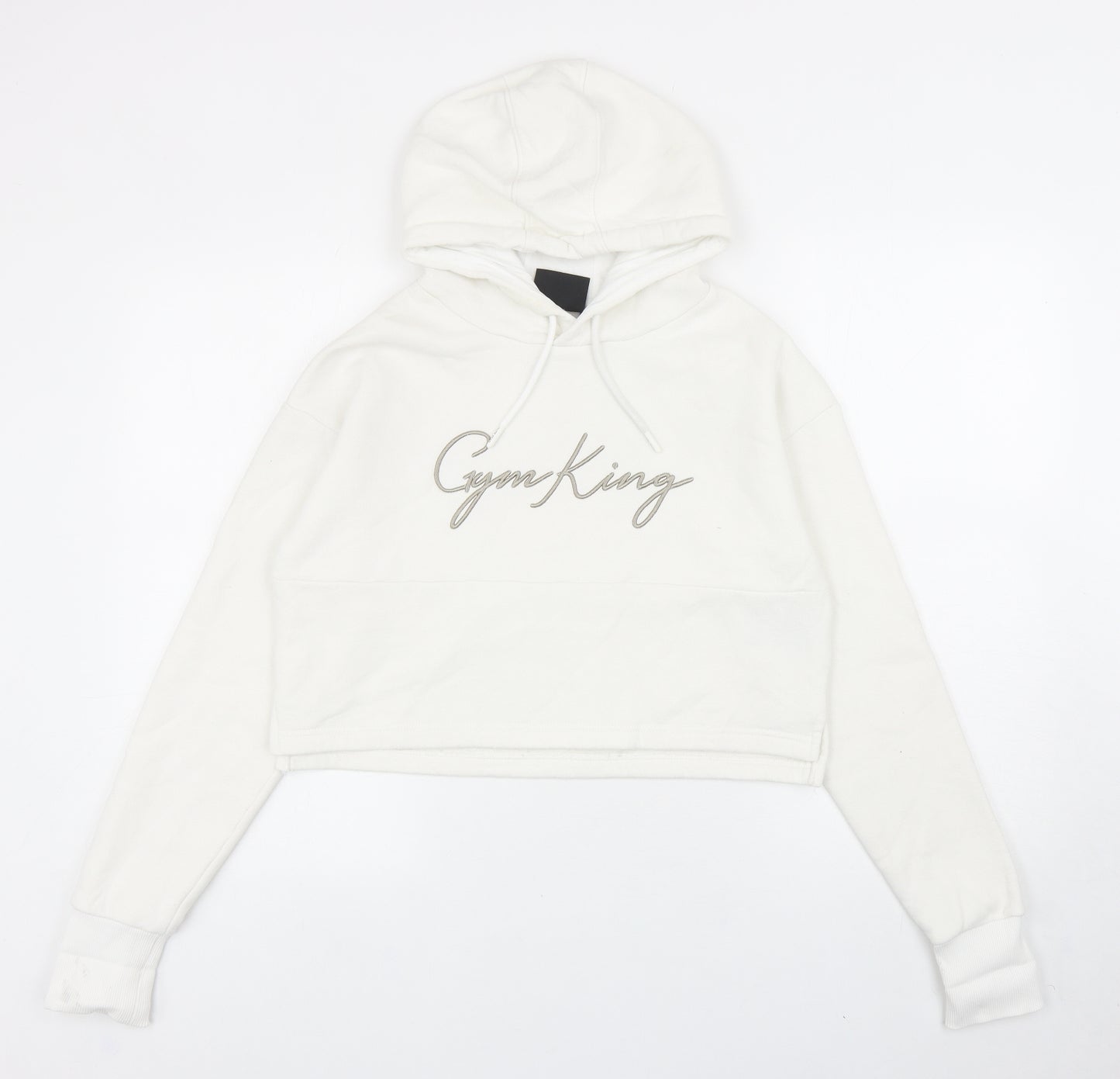 Gym King Womens White Cotton Pullover Hoodie Size 10 Pullover - Cropped