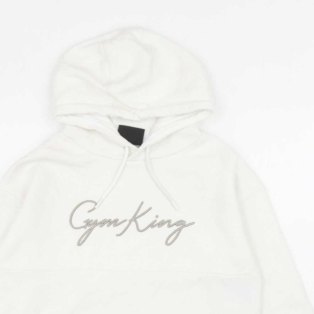 Gym King Womens White Cotton Pullover Hoodie Size 10 Pullover - Cropped