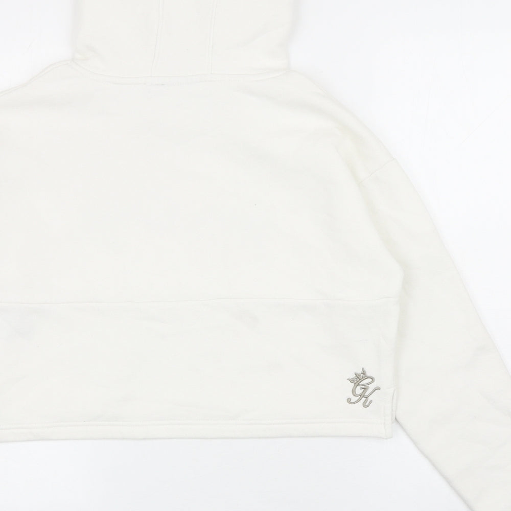 Gym King Womens White Cotton Pullover Hoodie Size 10 Pullover - Cropped