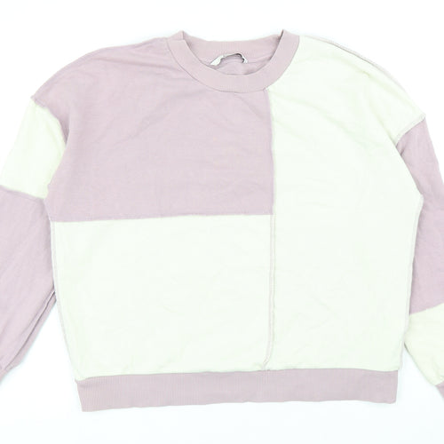 TU Womens Purple Colourblock Cotton Pullover Sweatshirt Size 8 Pullover - Exposed Seams