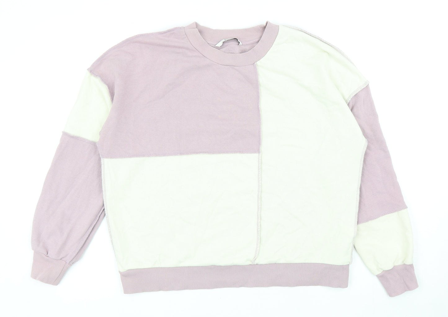 TU Womens Purple Colourblock Cotton Pullover Sweatshirt Size 8 Pullover - Exposed Seams