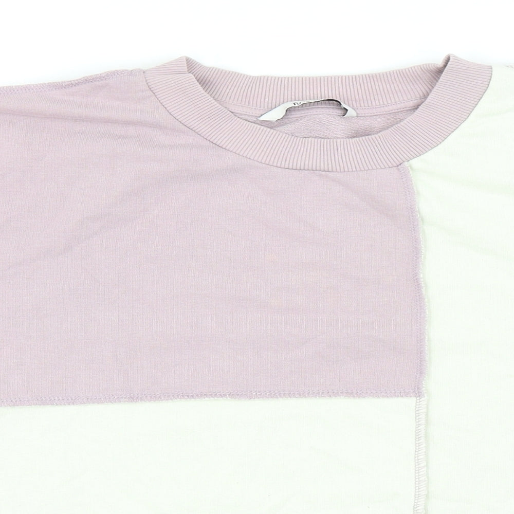 TU Womens Purple Colourblock Cotton Pullover Sweatshirt Size 8 Pullover - Exposed Seams